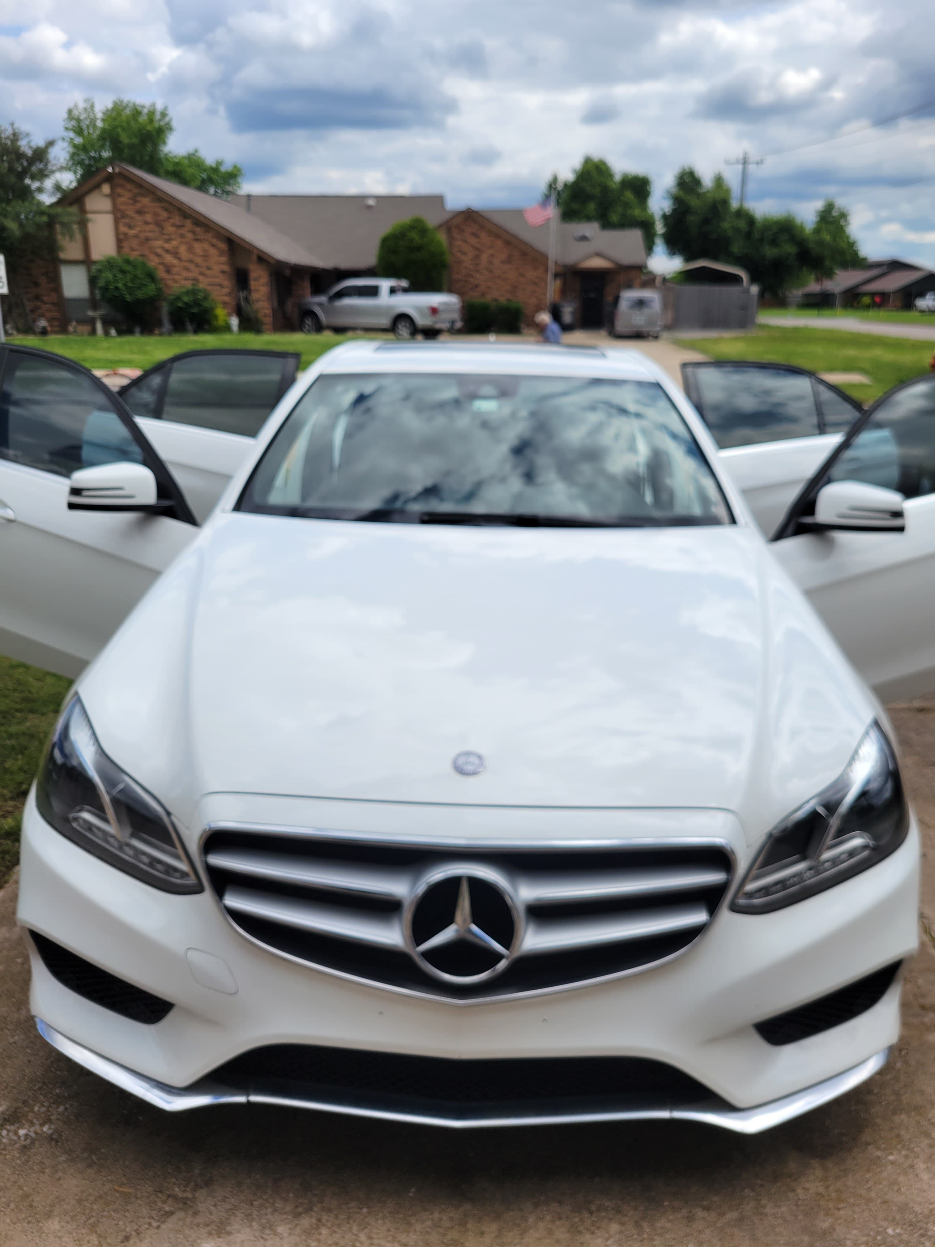 White Mercedes E-Class after interior car detailing in OKC